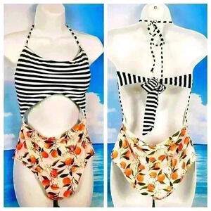 NWT Womans One Piece Faux Bikini MULTI-COLOR Swim Bathing Suit size XL